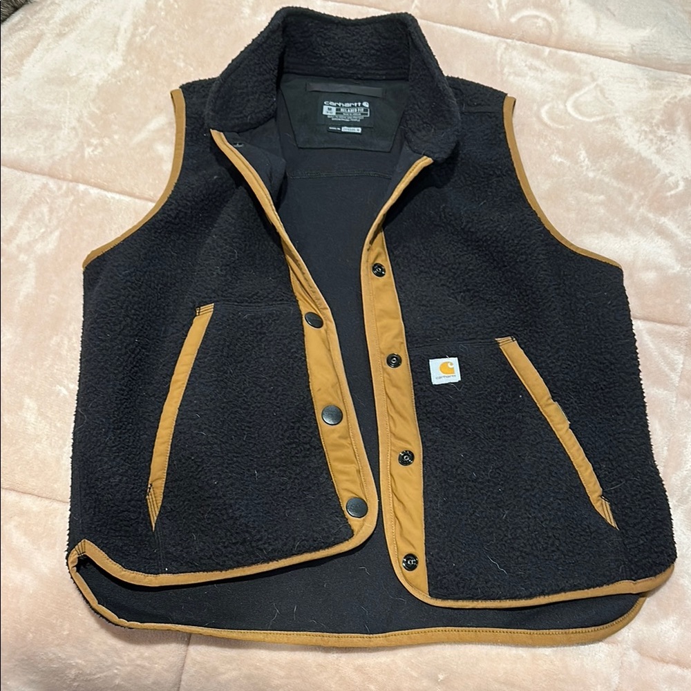 Carhartt Black and Tan Fleece Vest